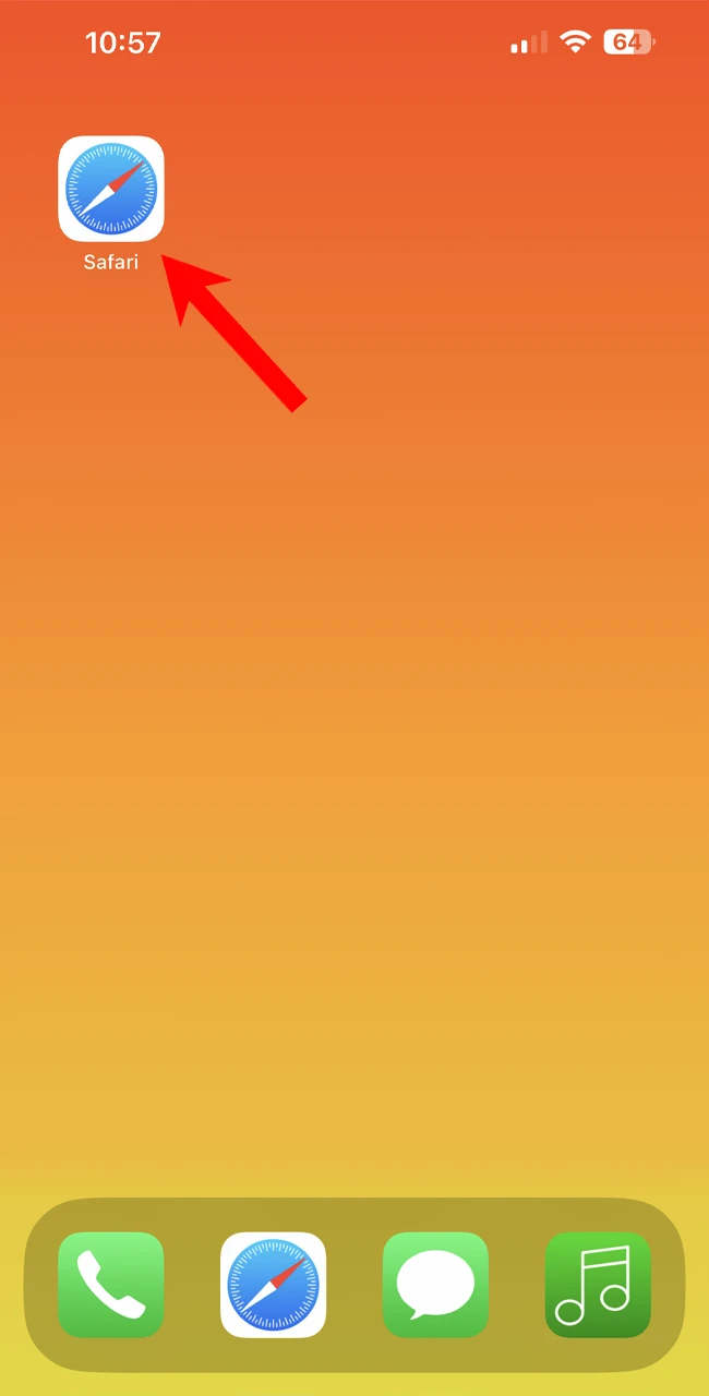 Open the Safari browser on your phone.