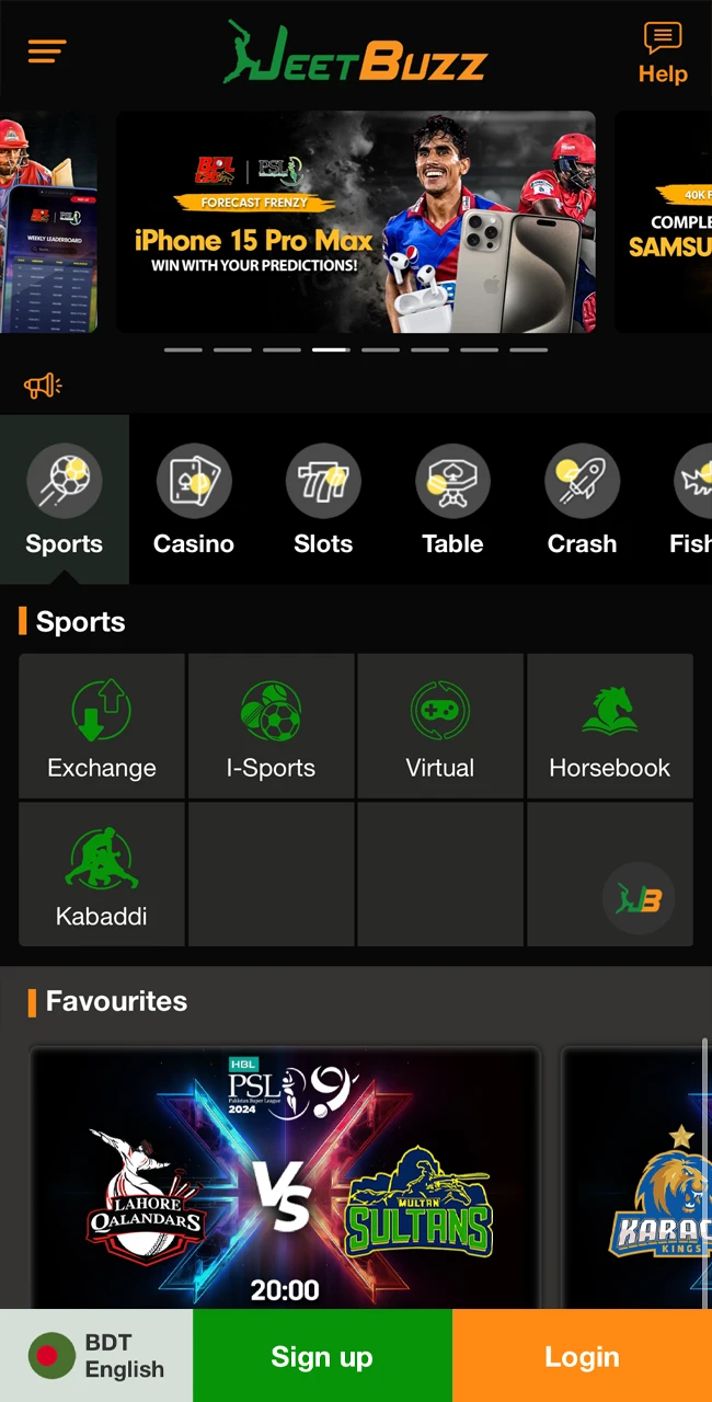 JeetBuzz Bangladesh App home page.